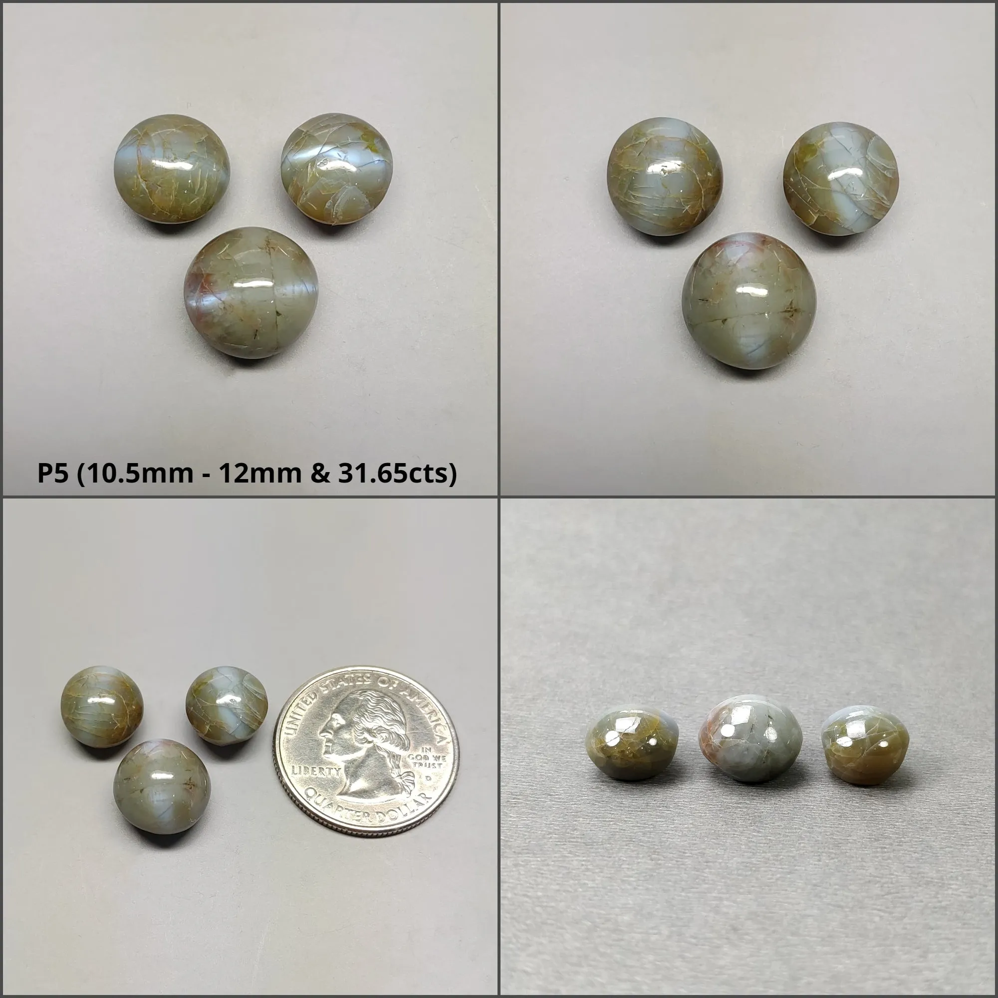 CHRYSOBERYL CAT'S EYE Gemstone Cabochon : Natural Untreated Unheated Cat's Eye Round And Oval Shape 1pcs 2pcs & 3pcs