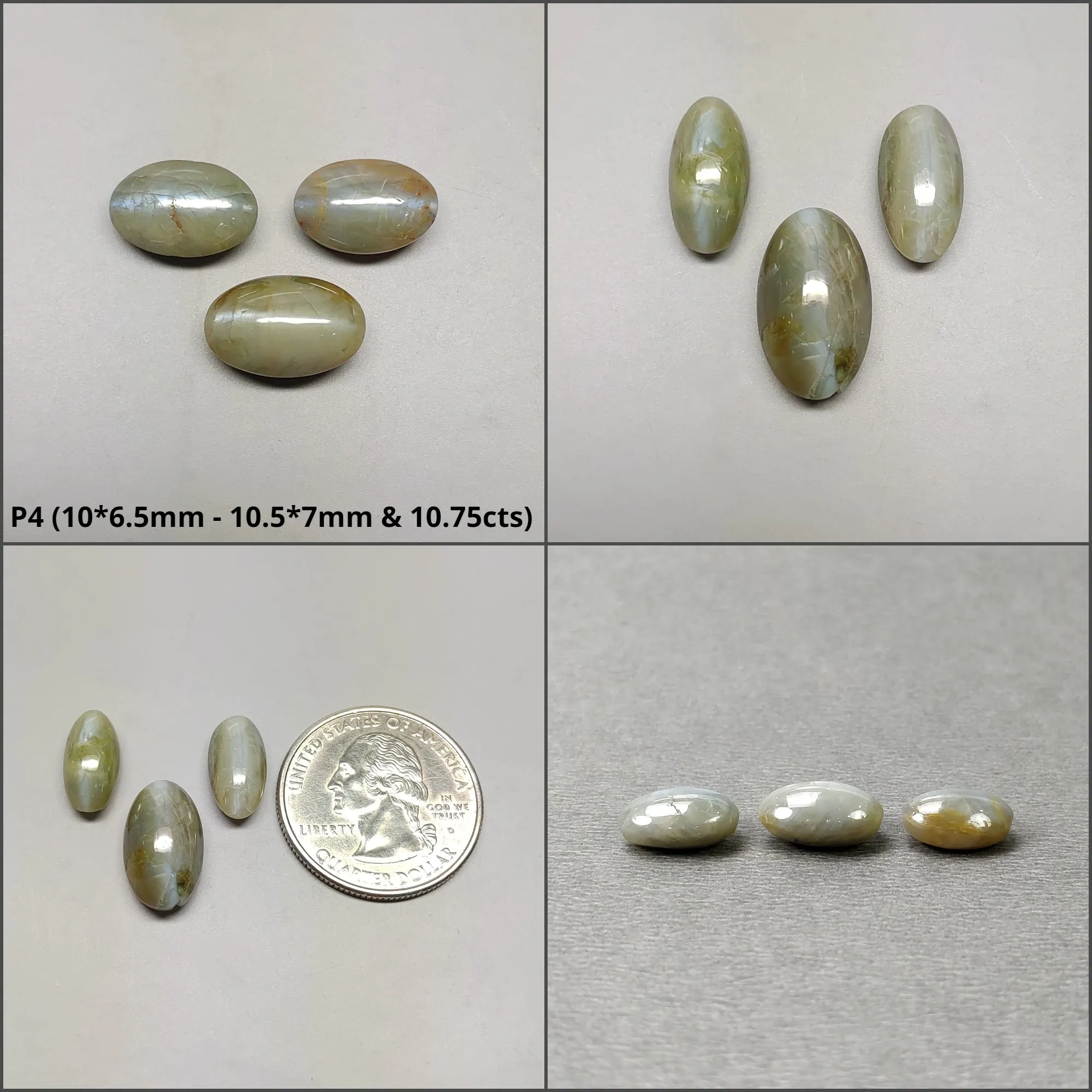 CHRYSOBERYL CAT'S EYE Gemstone Cabochon : Natural Untreated Unheated Cat's Eye Round And Oval Shape 1pcs 2pcs & 3pcs