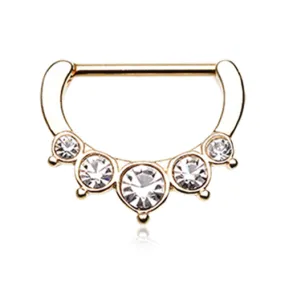 Classic Bezel Pave Nipple Clicker with Gold Plating