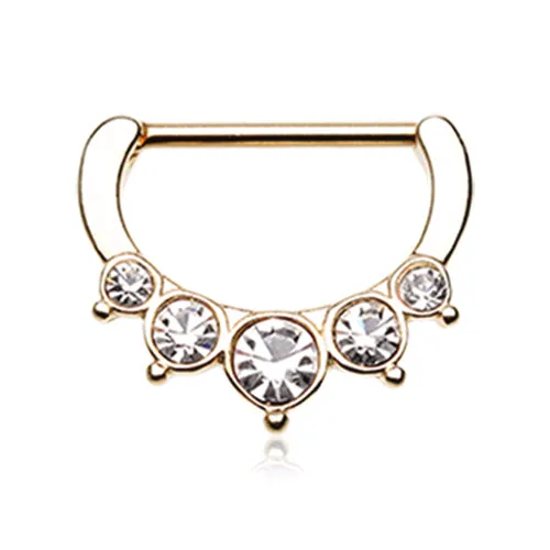 Classic Bezel Pave Nipple Clicker with Gold Plating