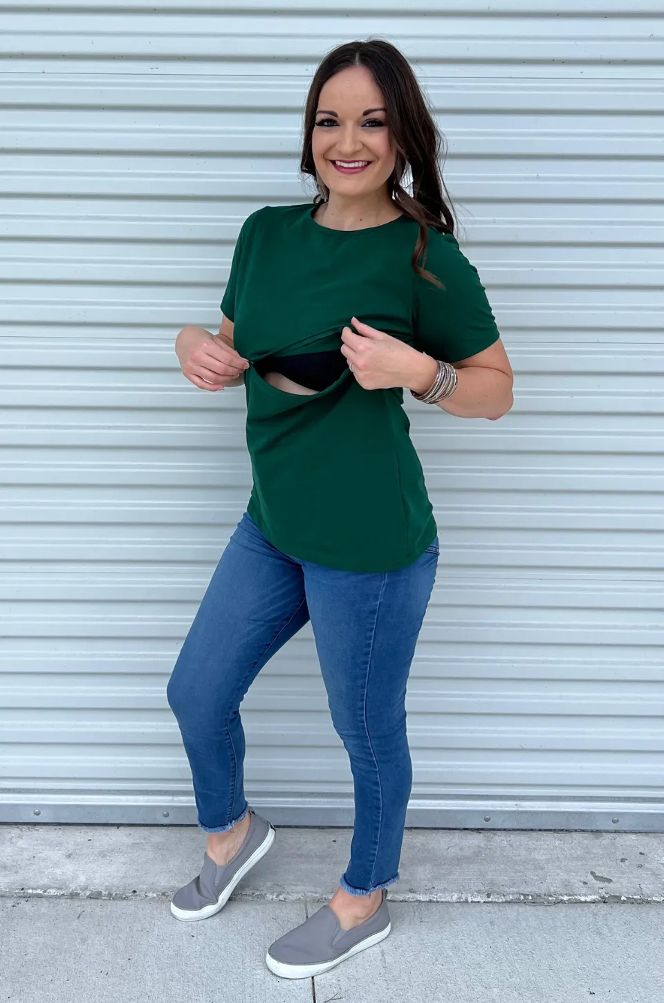 Classic Cotton Nursing Tee - Hunter Green