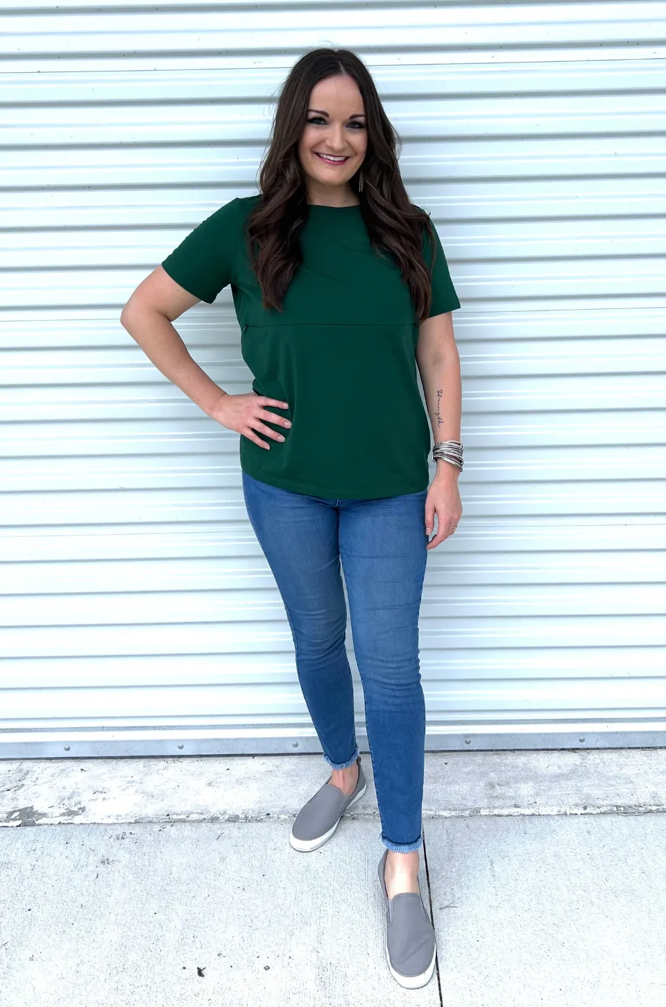 Classic Cotton Nursing Tee - Hunter Green