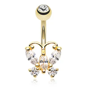 Classic Petite Butterfly Belly Ring in Gold