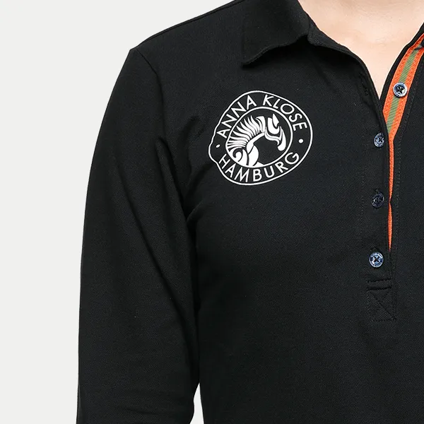 Classic Polo longsleeve - black with white print