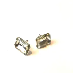 Clear Faceted Rectangle Shine-On Stud Earrings