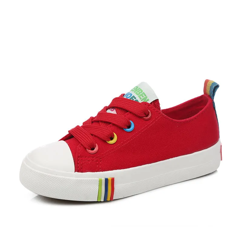 Color laces Children canvas shoes