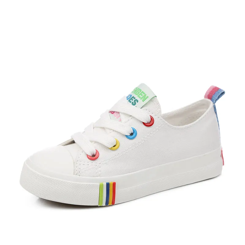 Color laces Children canvas shoes