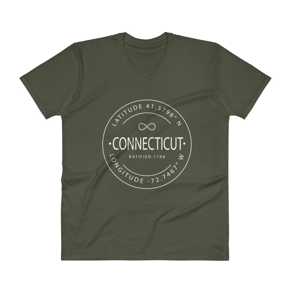 Connecticut - V-Neck T-Shirt - Latitude & Longitude