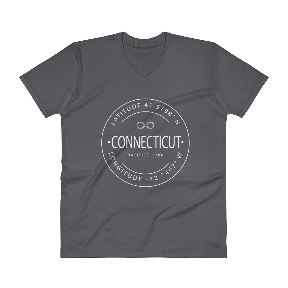 Connecticut - V-Neck T-Shirt - Latitude & Longitude