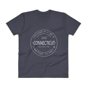 Connecticut - V-Neck T-Shirt - Latitude & Longitude