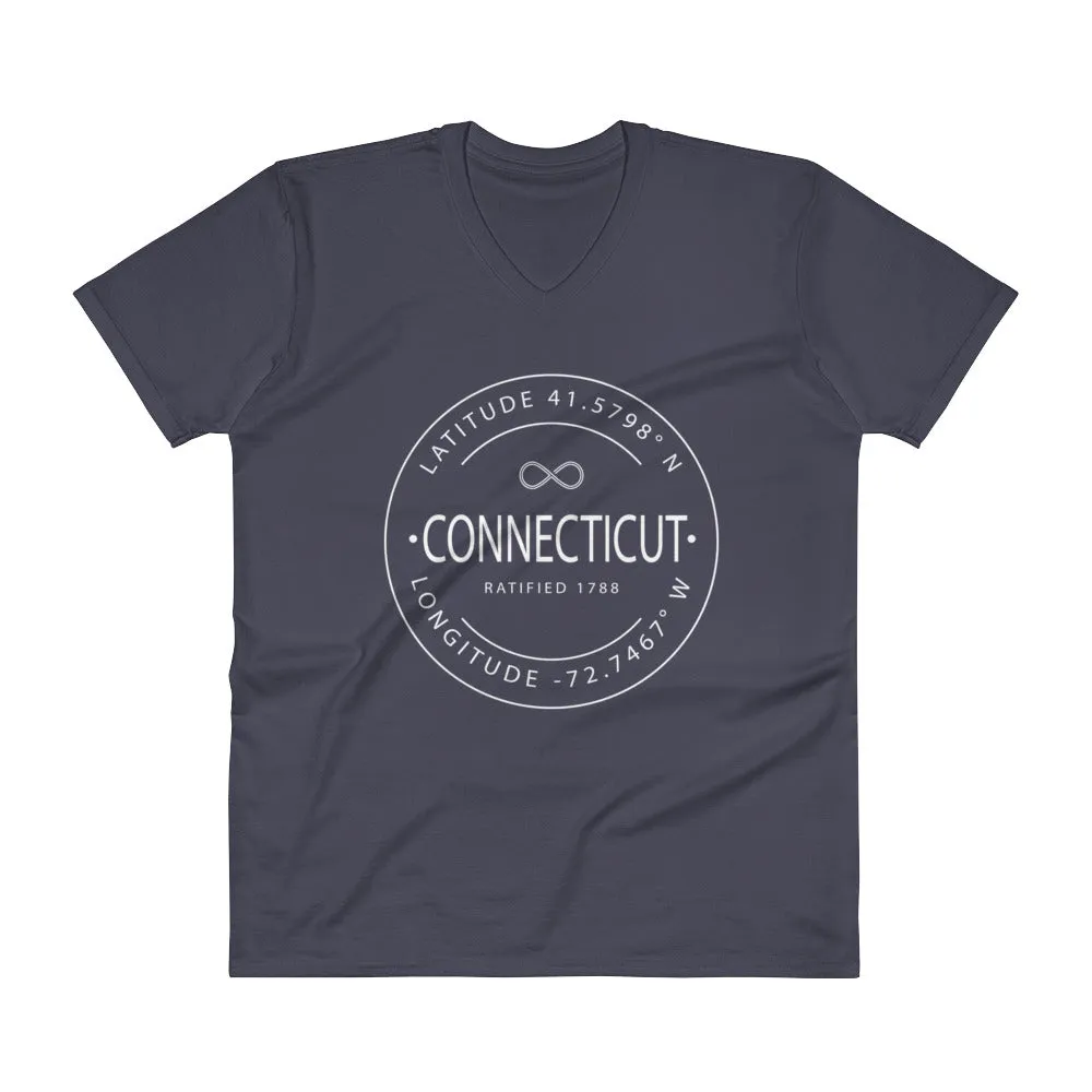 Connecticut - V-Neck T-Shirt - Latitude & Longitude