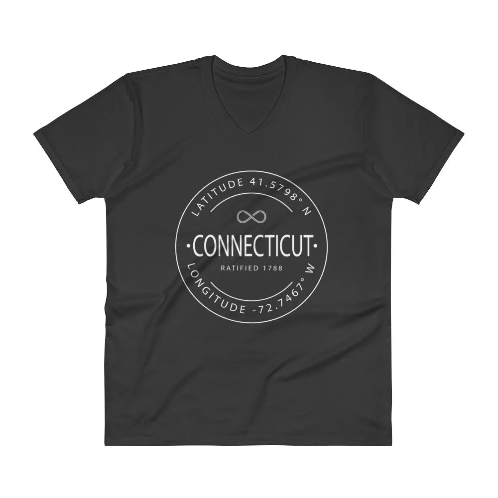 Connecticut - V-Neck T-Shirt - Latitude & Longitude