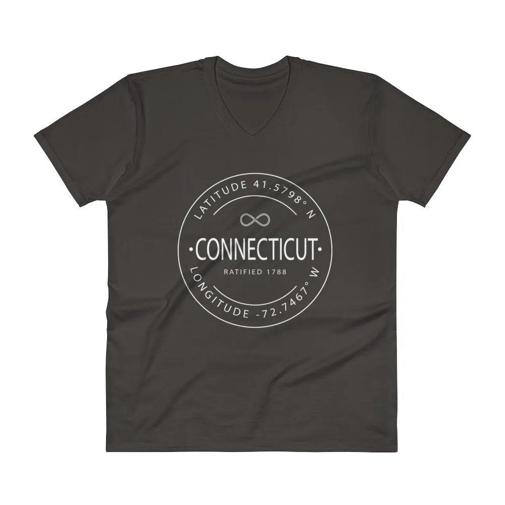 Connecticut - V-Neck T-Shirt - Latitude & Longitude