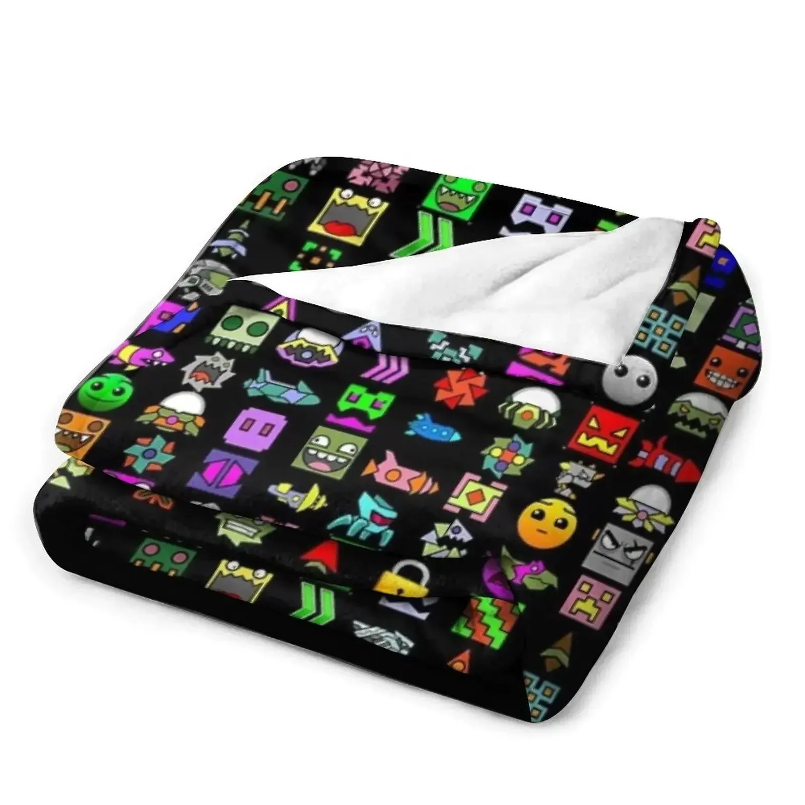 Cozy Geometry Dash Winter Throw Blanket