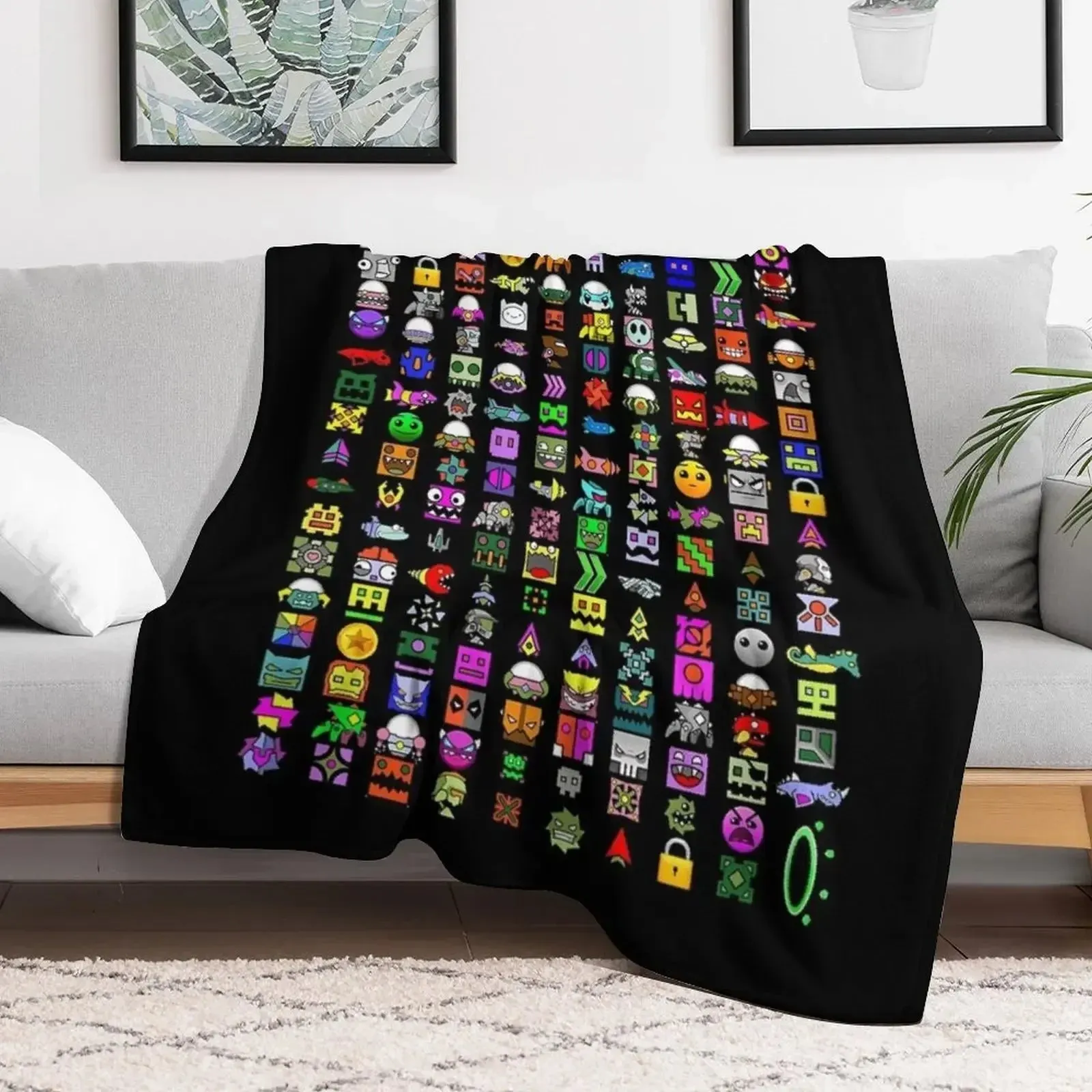 Cozy Geometry Dash Winter Throw Blanket