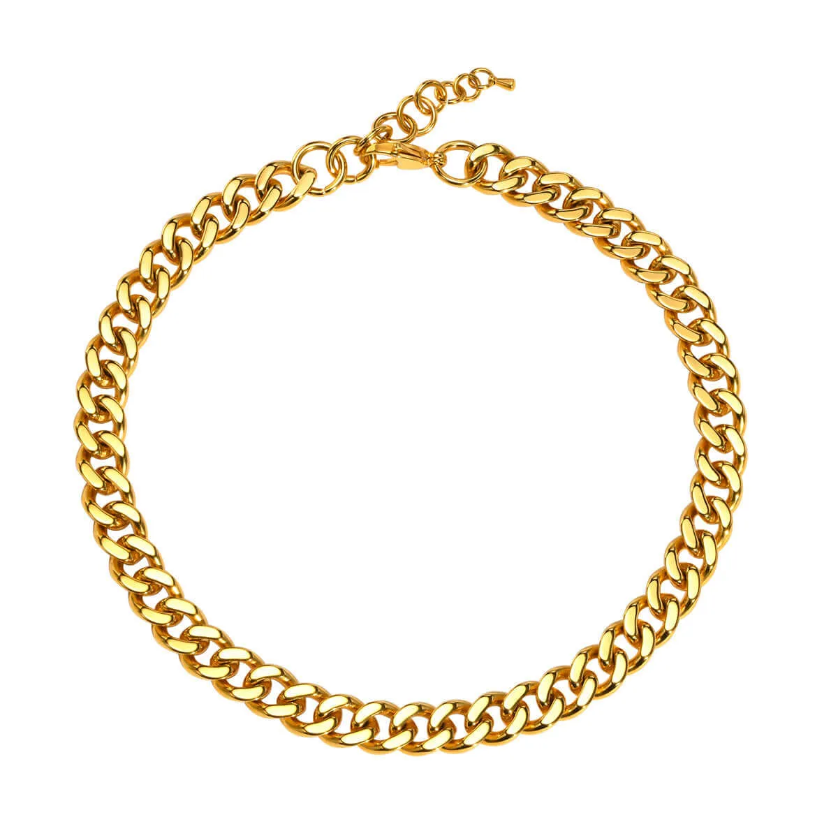 Cuban Chain 12/15mm Width 24K Gold Plated Chain Necklace Chain Bracelet