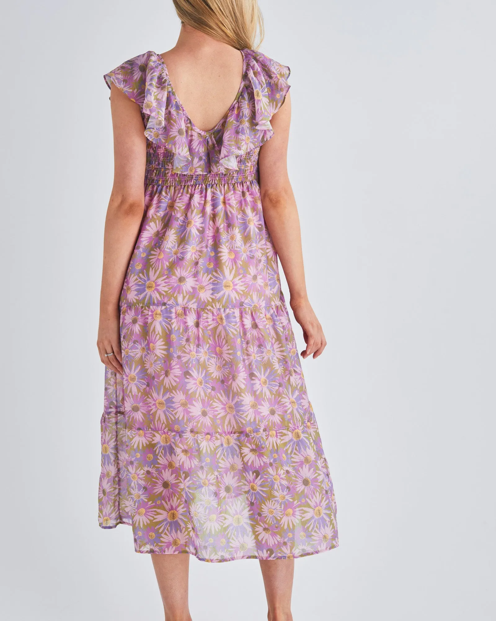 Daphne Reversible Maternity Baby Shower Dress in Lilac Floral