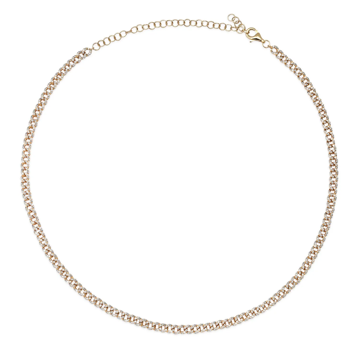 Delicate Full Pave Diamond Cuban Link Chain Necklace