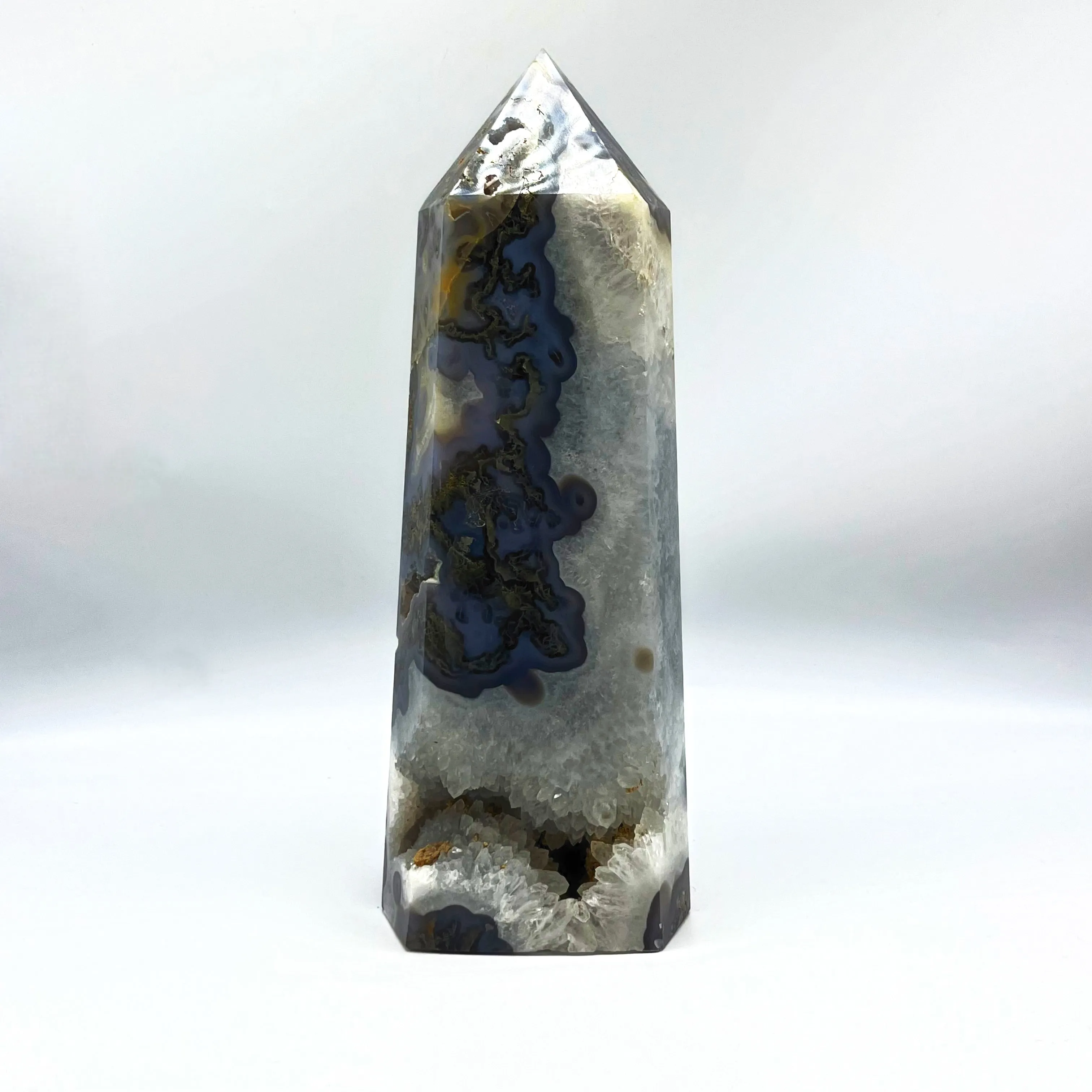 Druzy Moss Agate Tower Natural Beauty in Stone