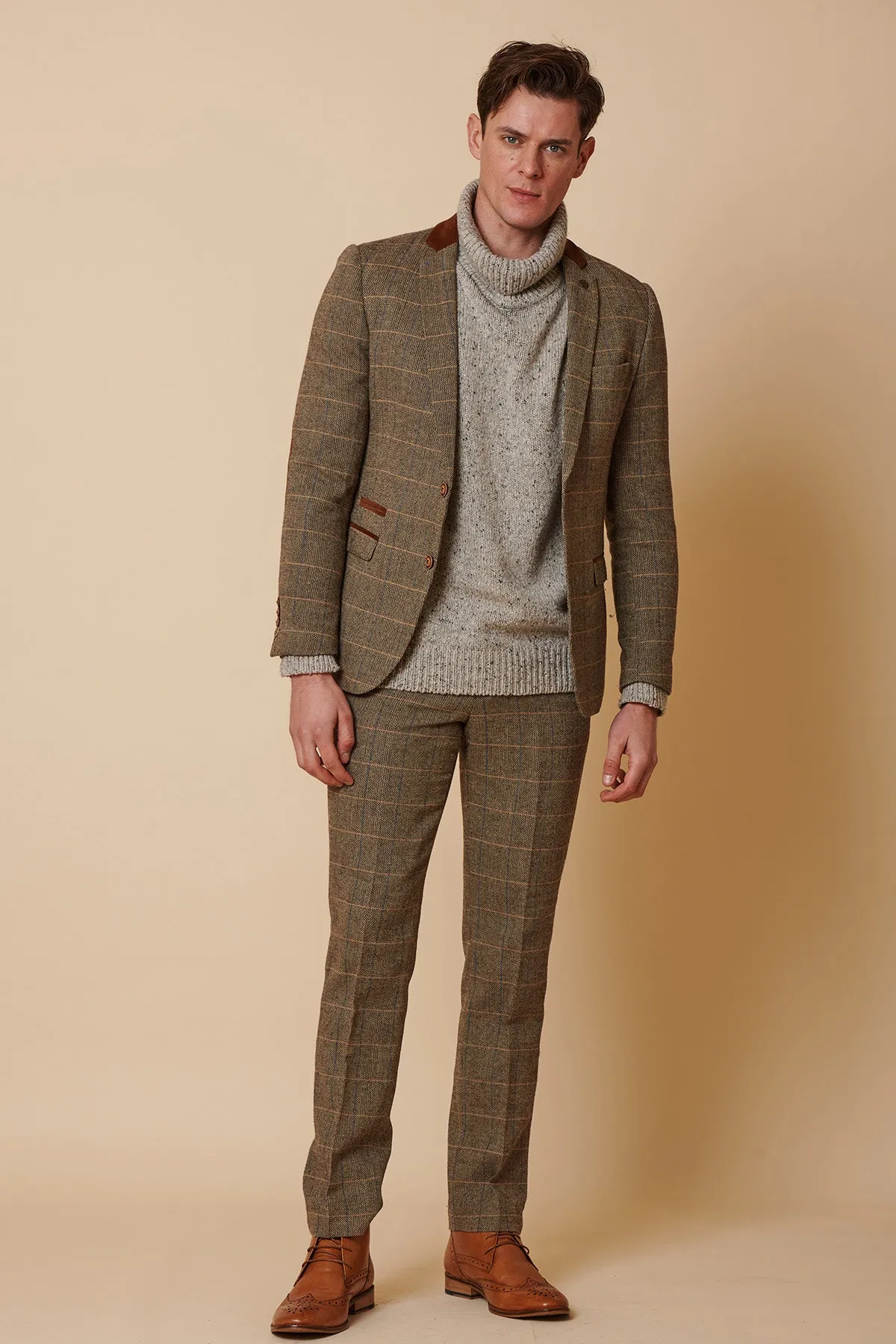 DX7 - Tan Tweed Check Two Piece Suit