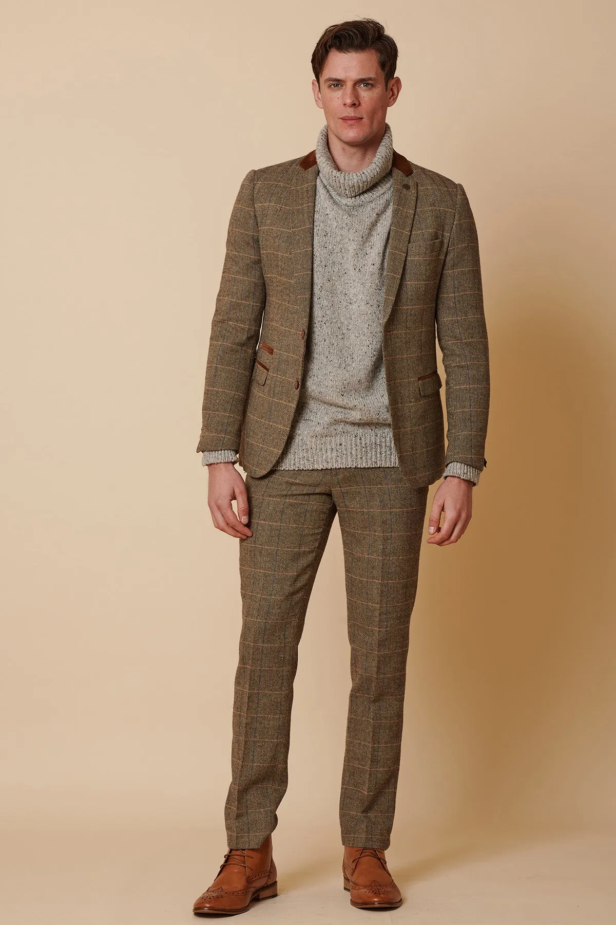 DX7 - Tan Tweed Check Two Piece Suit