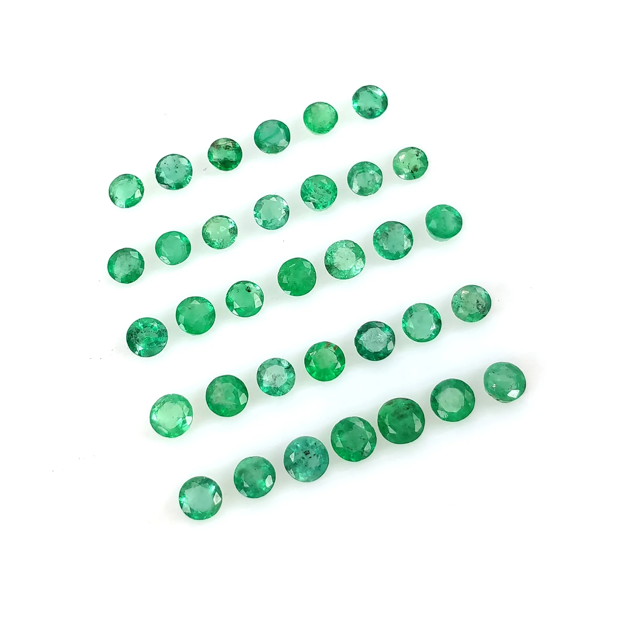 Emerald Gemstone Normal Cut : 5.00cts Natural Untreated Unheated Green Emerald Round Shape 3mm - 4mm Lots