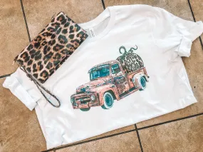 Fall Distressed Truck - White Short-Sleeve Tee