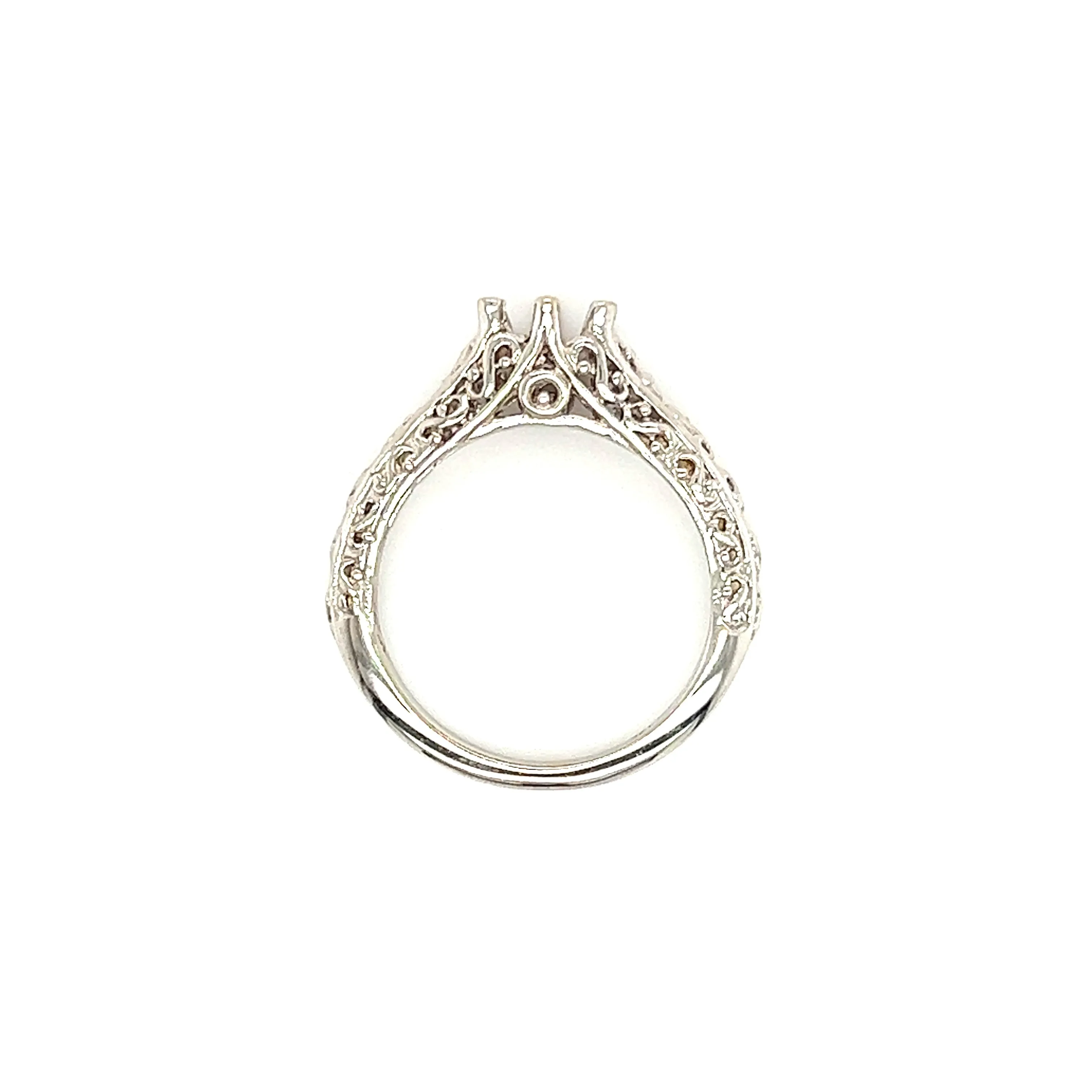 Filigree Ring Setting with Six Prong Head in 14K White Gold