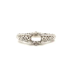 Filigree Ring Setting with Six Prong Head in 14K White Gold