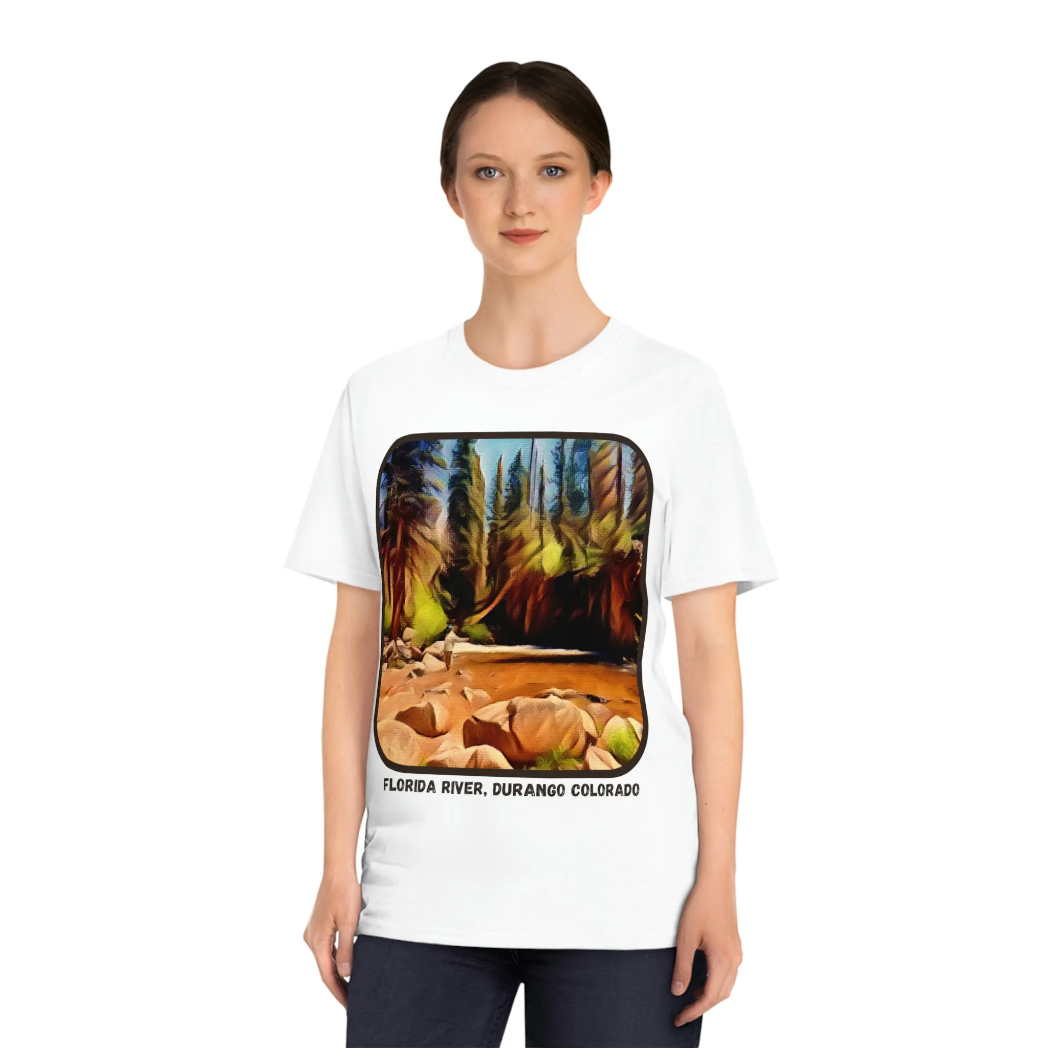 Florida River in Durango, Colorado Unisex Organic Short Sleeve Tee