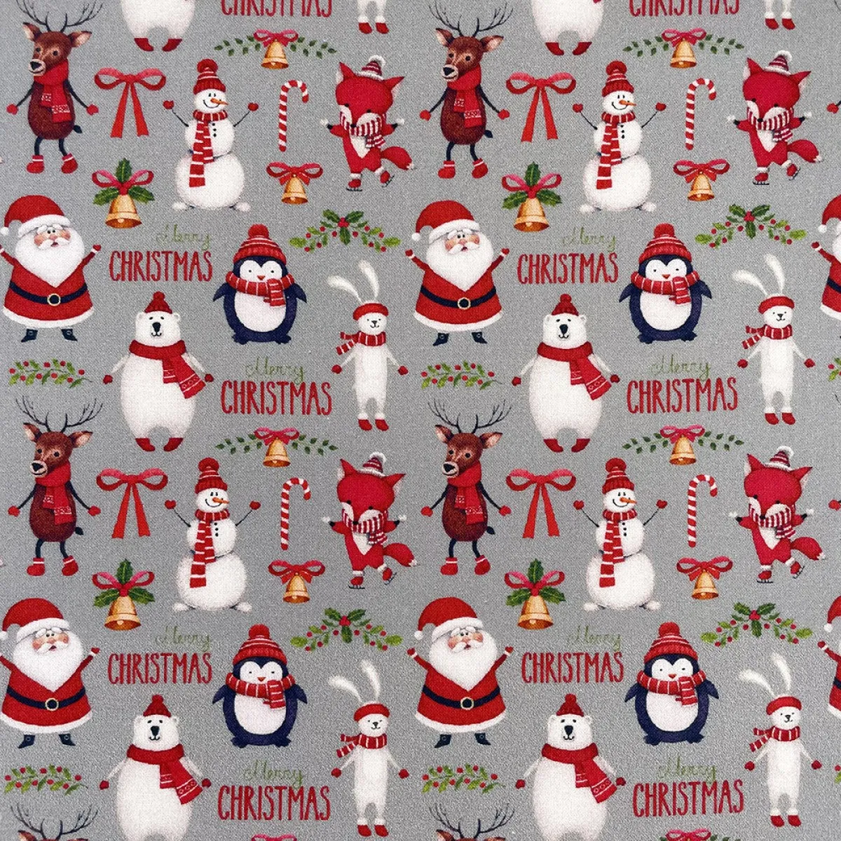 FS1078 Merry Christmas Cotton Fabric Silver