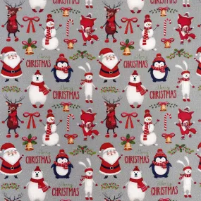 FS1078 Merry Christmas Cotton Fabric Silver