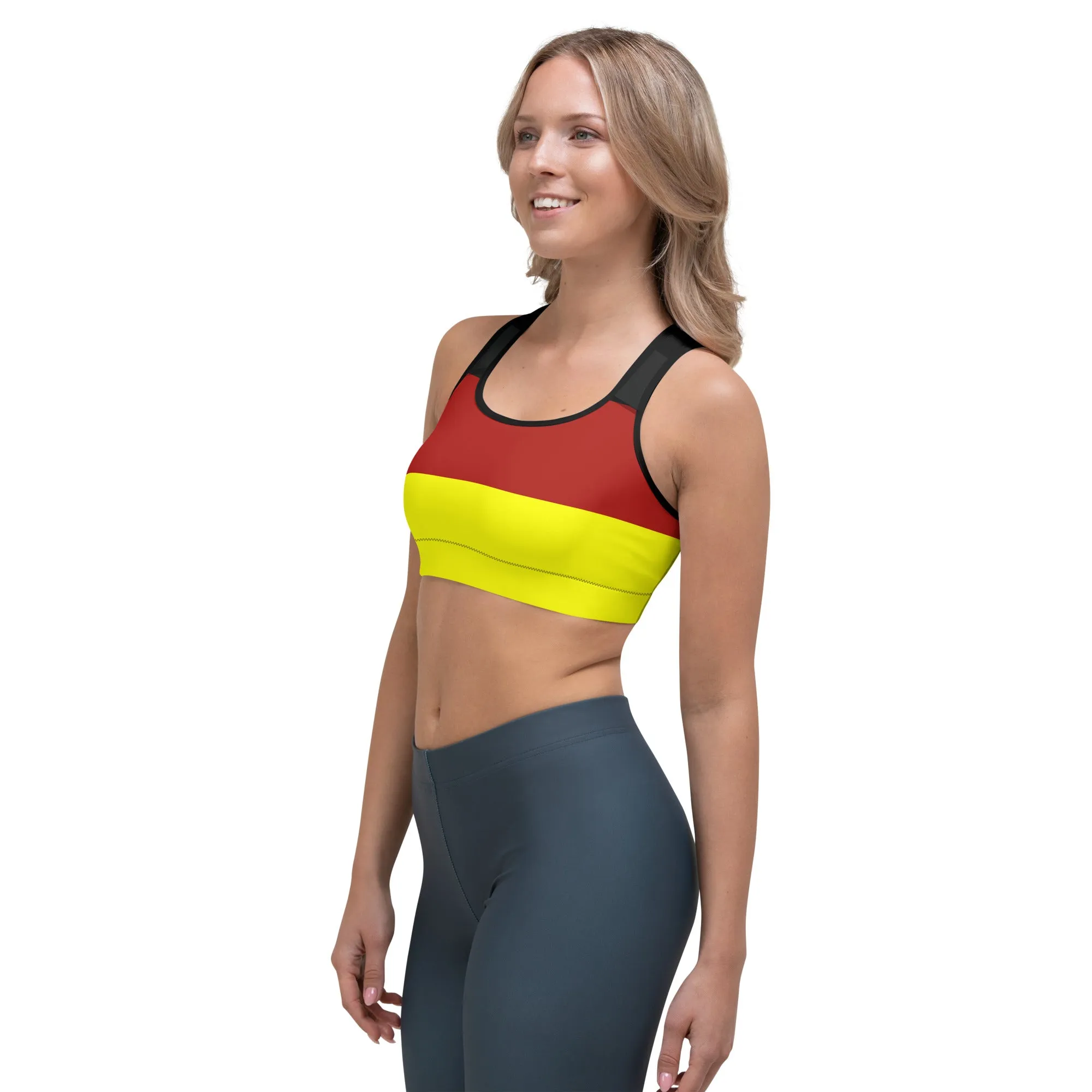 Germany Flag Sports Bra - Moisture-Wicking, Four-Way Stretch, and Double-Layered for Extra Support