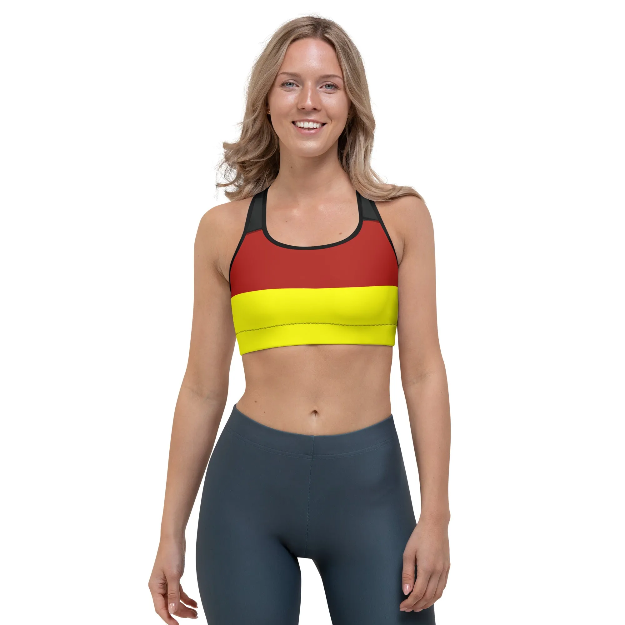 Germany Flag Sports Bra - Moisture-Wicking, Four-Way Stretch, and Double-Layered for Extra Support