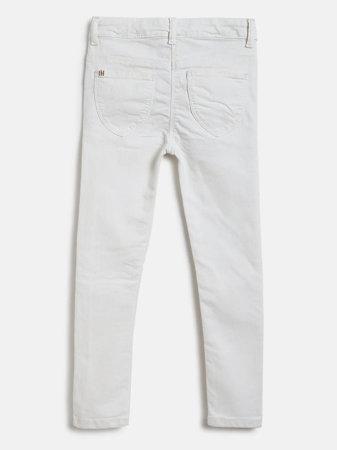 Girls White Slim fit Lycra Washed Jeans