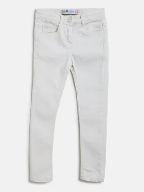 Girls White Slim fit Lycra Washed Jeans