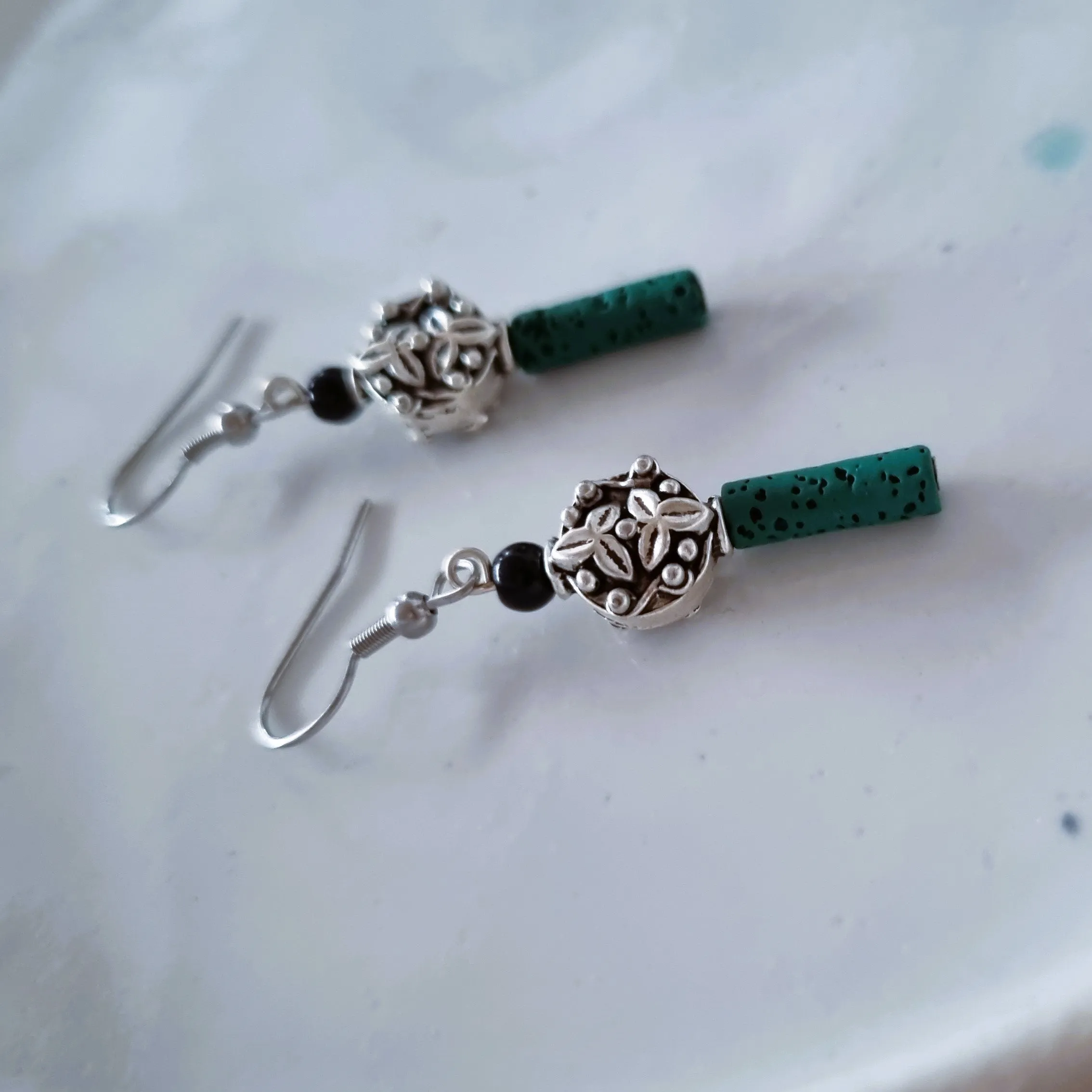 Green hematite earrings