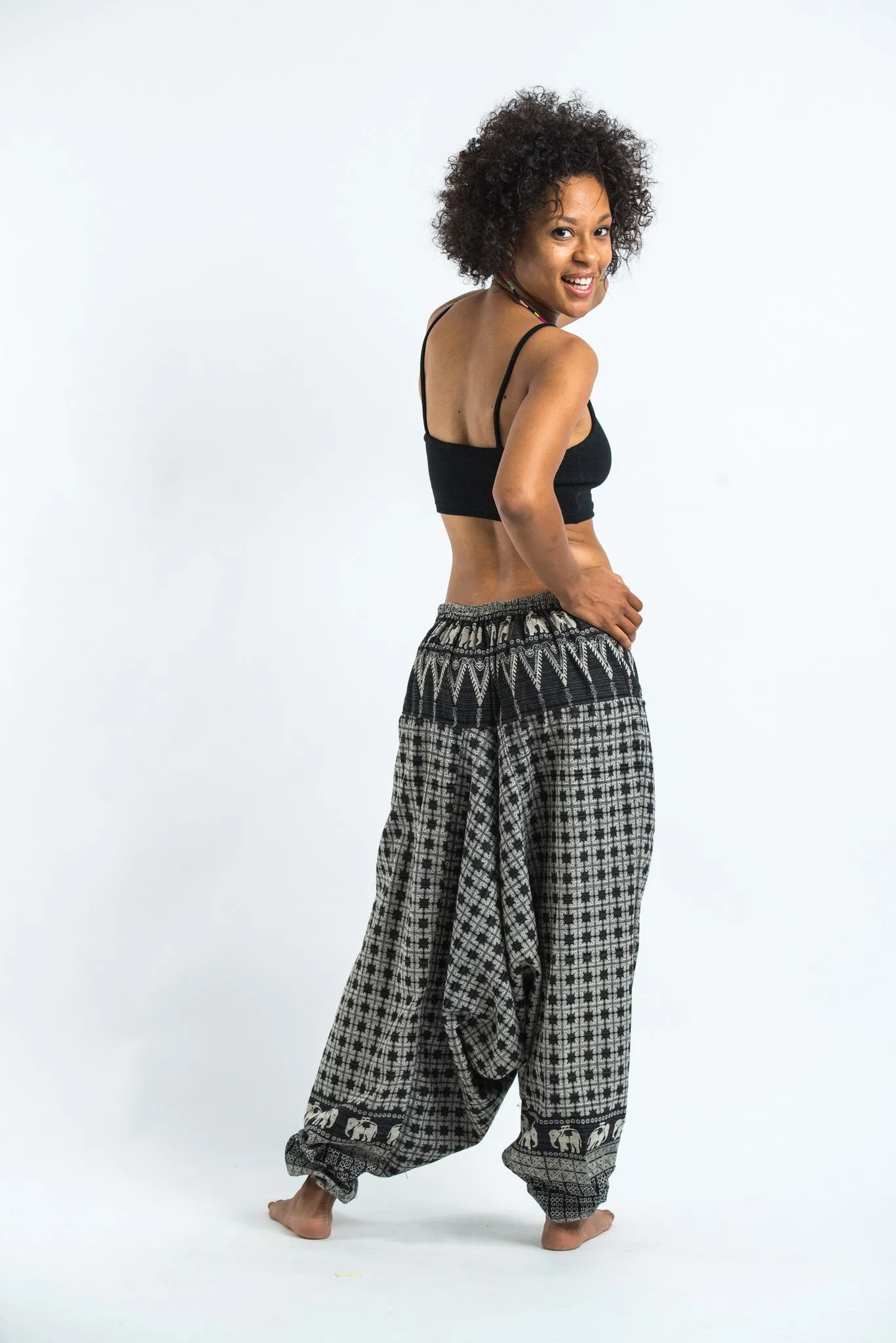 Hill Tribe Elephant Women's Elephant Pants in Black