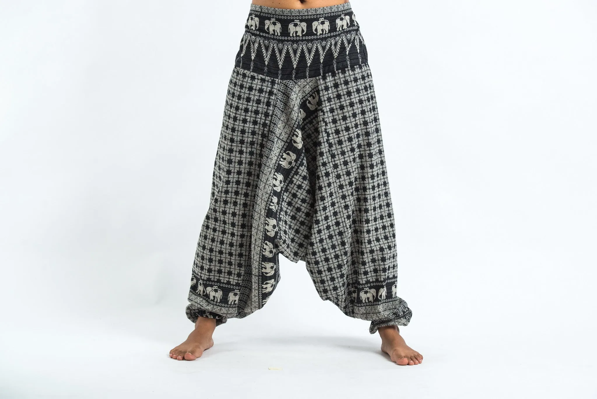 Hill Tribe Elephant Women's Elephant Pants in Black