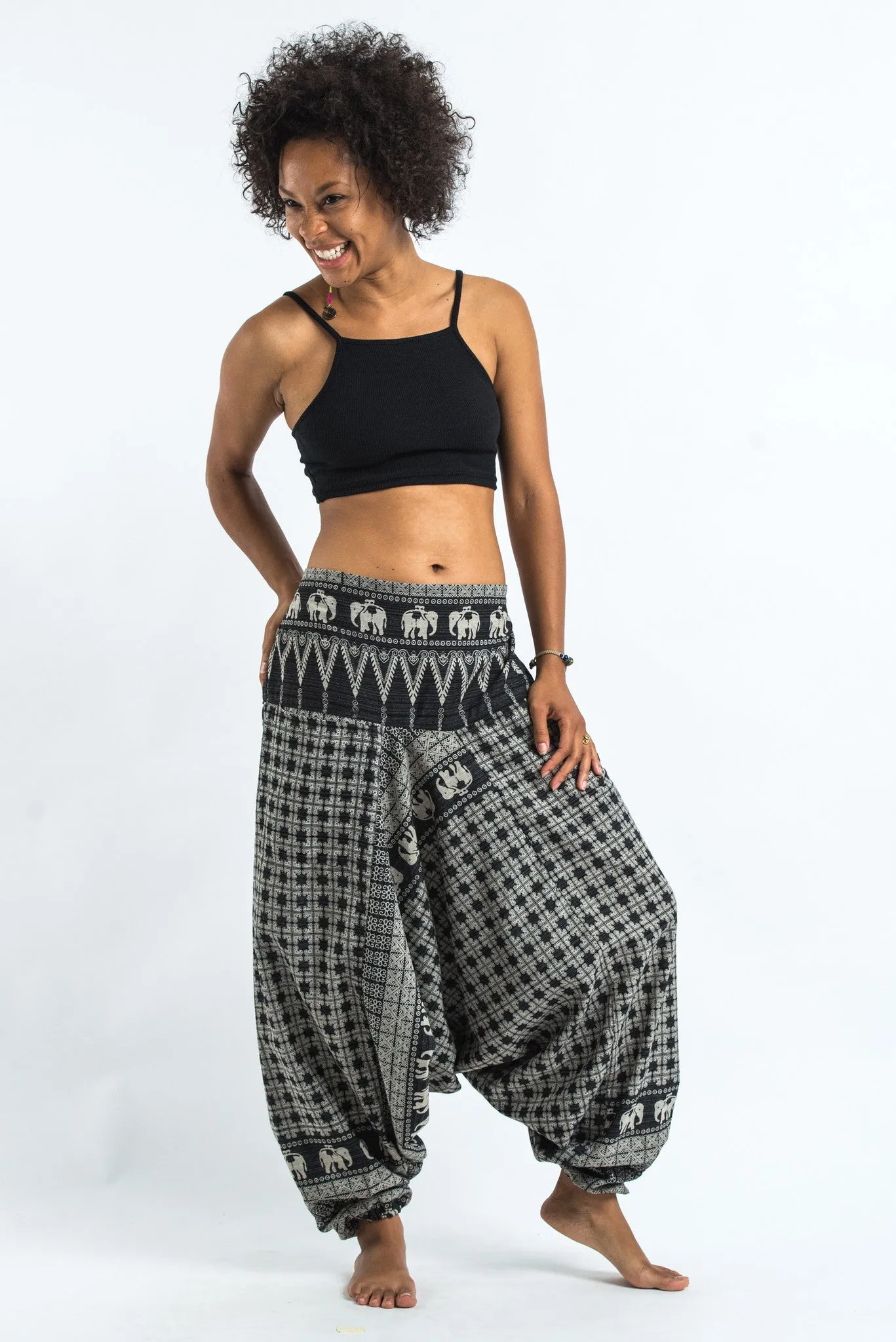 Hill Tribe Elephant Women's Elephant Pants in Black