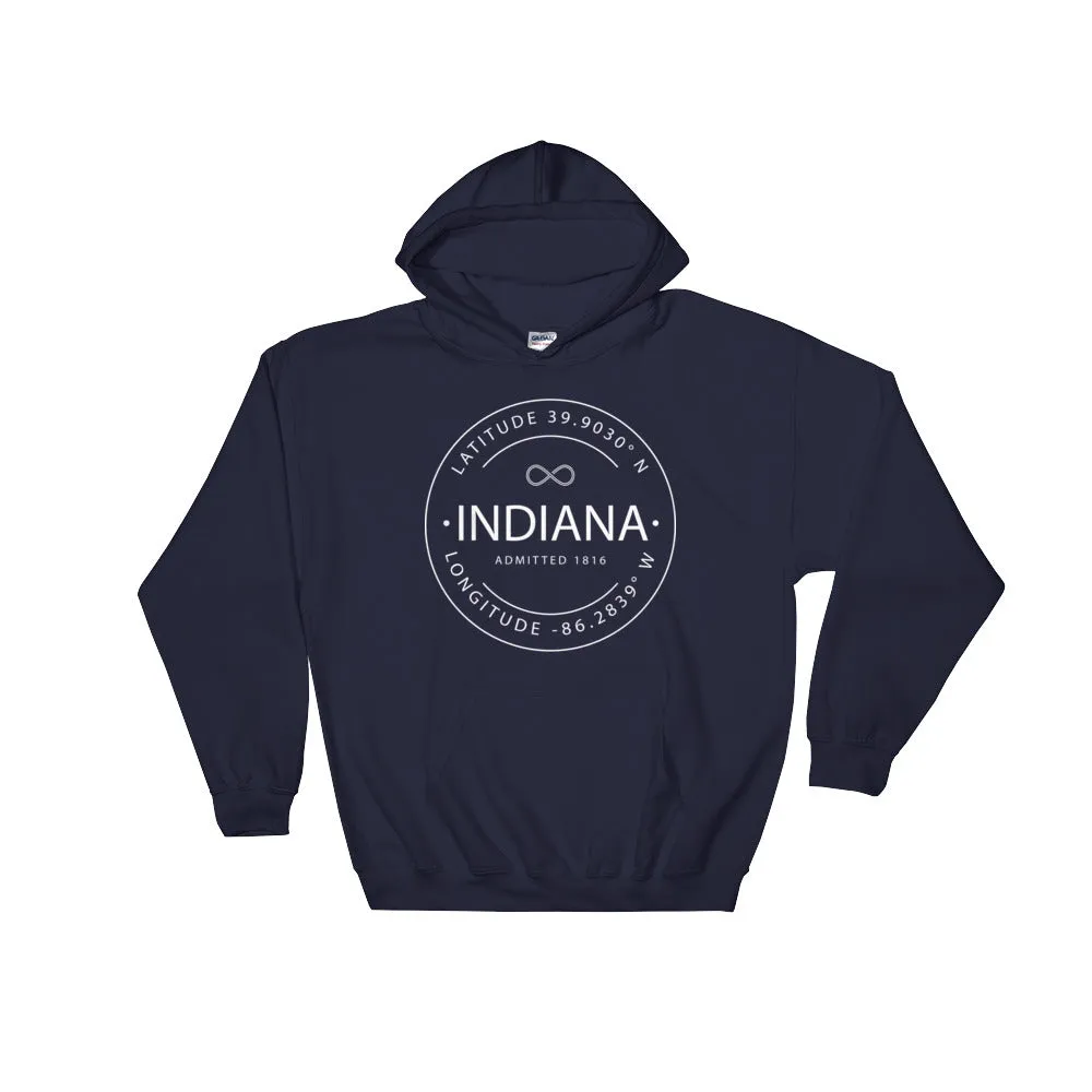 Indiana - Hooded Sweatshirt - Latitude & Longitude