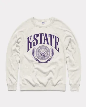 K-State Wildcats Laurel Seal White Crewneck