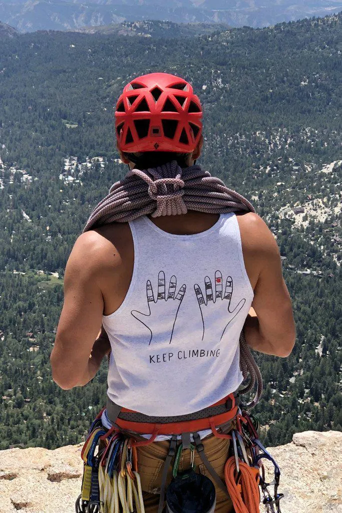 Keep Climbing Taped Hands Unisex Triblend Tank — Quartz Monzonite