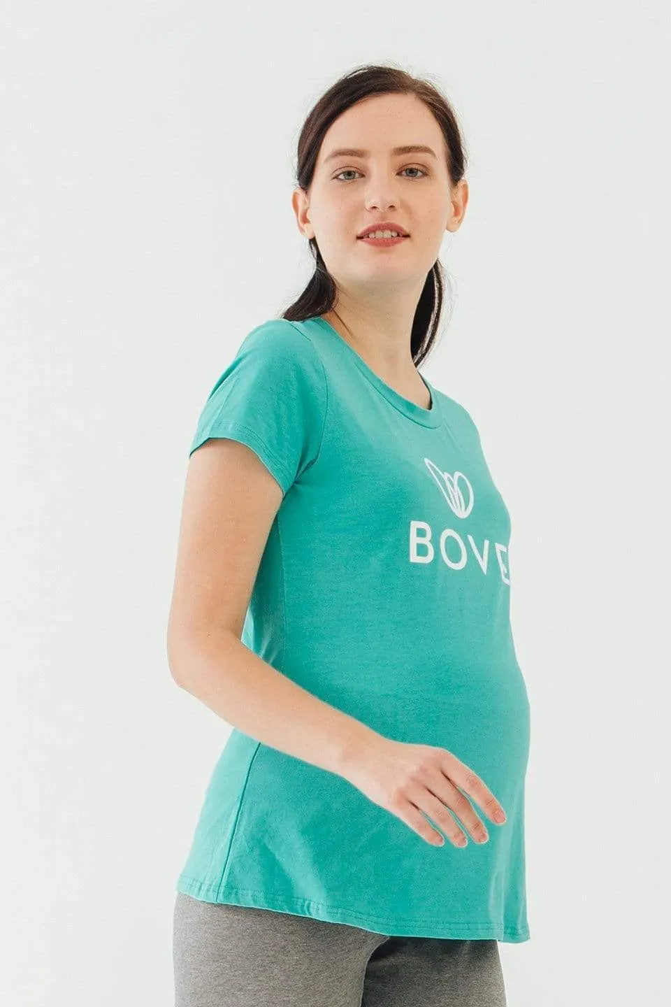 Knitted Short Sleeve Chela Round Neck Mozzie Maternity Top Ceramic