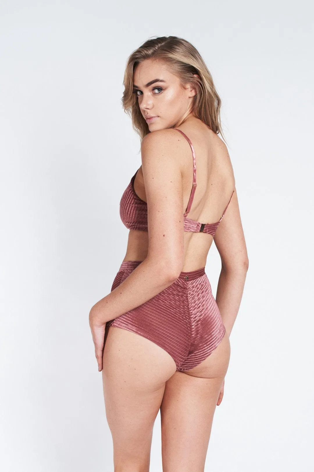 Lana High Waist - Velvet High Waist Bottoms Dusty Rose