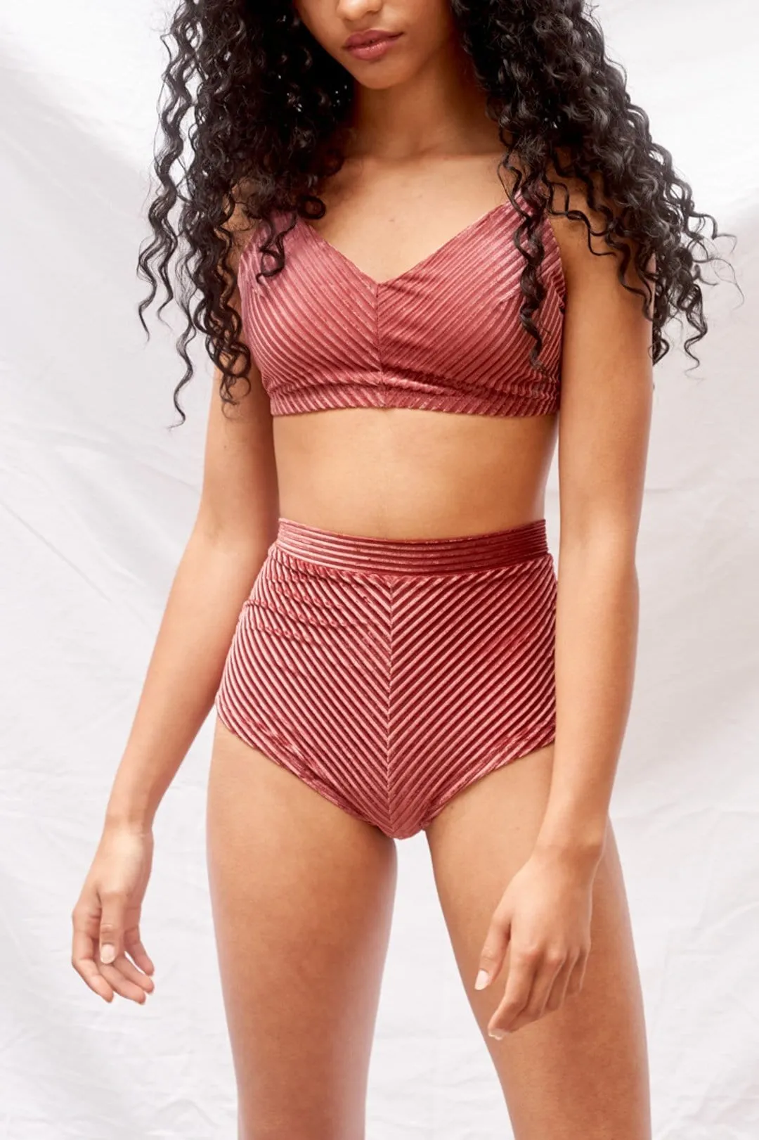 Lana High Waist - Velvet High Waist Bottoms Dusty Rose