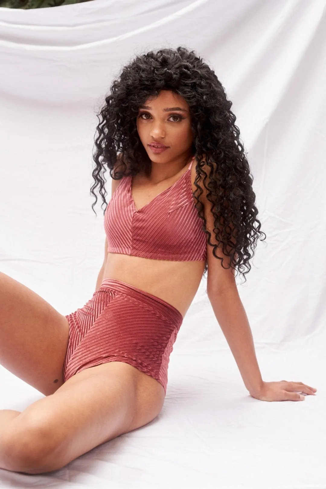 Lana High Waist - Velvet High Waist Bottoms Dusty Rose