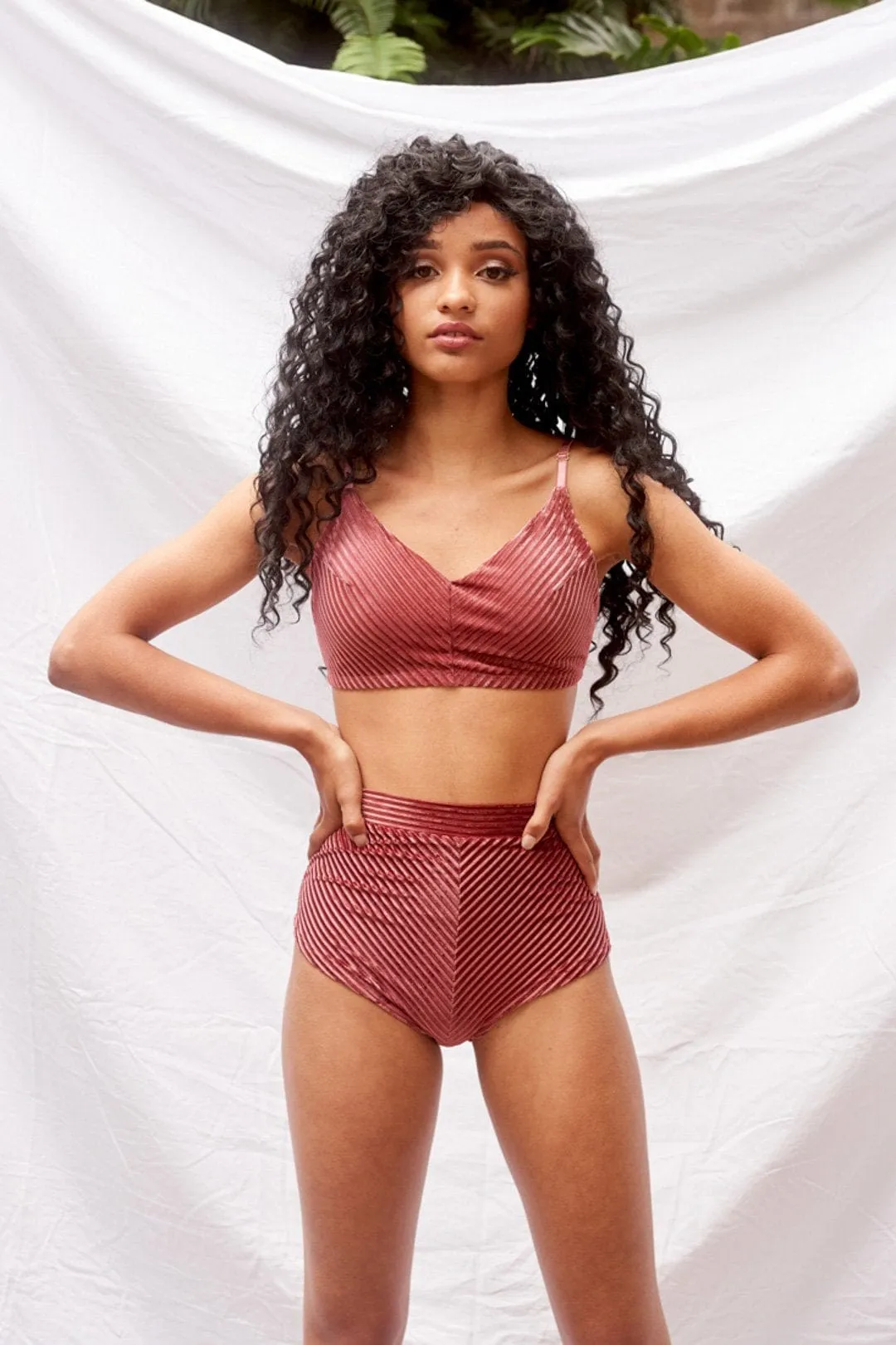 Lana High Waist - Velvet High Waist Bottoms Dusty Rose