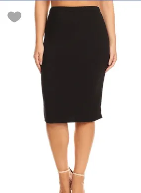 Laura Black Pencil Skirt-Textured (PLUS)