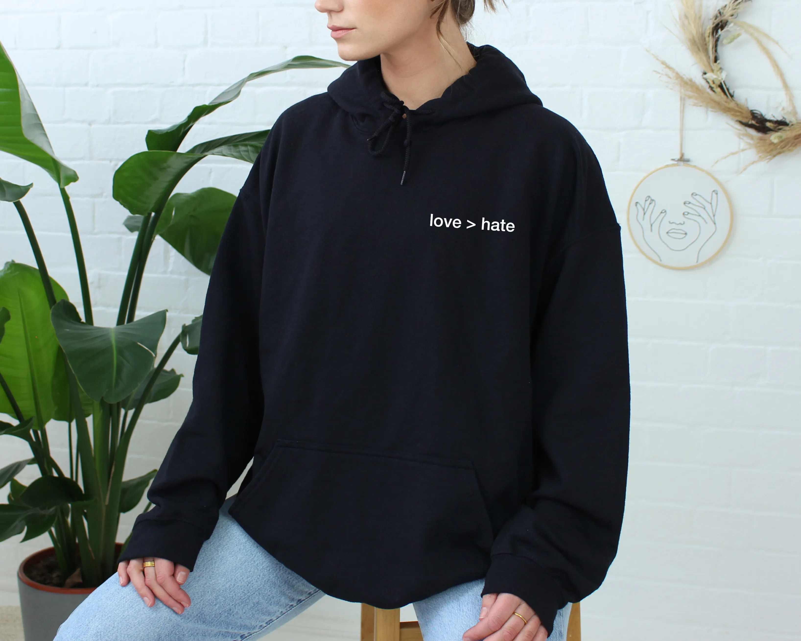 love > hate Unisex Hoodie - Black